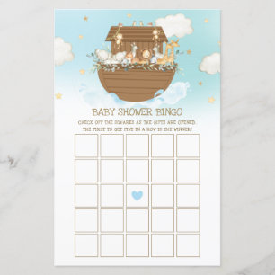 Noahs Ark Blue Boy Shower Bingo Game