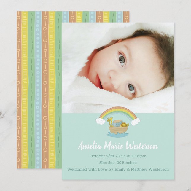 Noah's Ark Boho Baby Shower Inbjudningar (Fram/baksida)