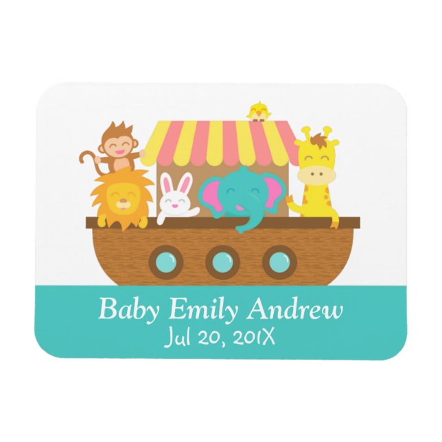 Noahs Ark, Cute Animals, Baby dusch Party Favor Magnet (Horisontell)
