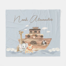 Noahs Ark Cute Animals Blanket Boy Nursery Fleecefilt