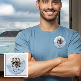 Noahs Ark Cute Animals Blue Boy Mamma ska vara Knapp