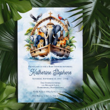 Noahs Ark Cute Animals Blue Boy Shower