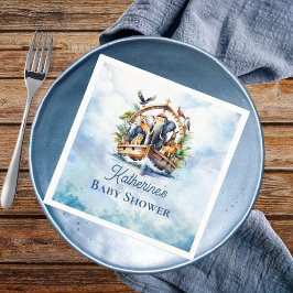 Noahs Ark Cute Animals Blue Boy Shower Pappersservett