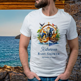Noahs Ark Cute Animals Blue Boy Shower T Shirt