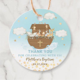 Noahs Ark Cute Animals Boy Baptism Christening Gåvor Etiketter