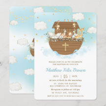 Noahs Ark Cute Animals Boy Baptism Christening