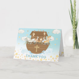 Noahs Ark Cute Animals Boy Baptism Christening Tack Kort