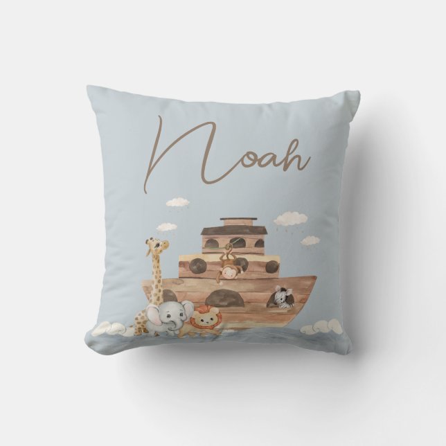 Noahs Ark Cute Animals Dekorativ kudde Boy Nursery (Framsida)