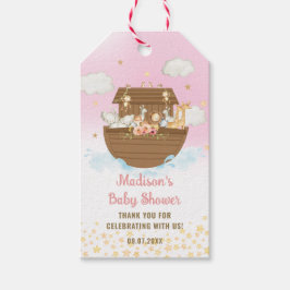 Noahs Ark Cute Animals Girl Baby Shower Favor Presentetikett