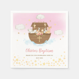 Noahs Ark Cute Animals Girl Baptism Christening Pappersservett