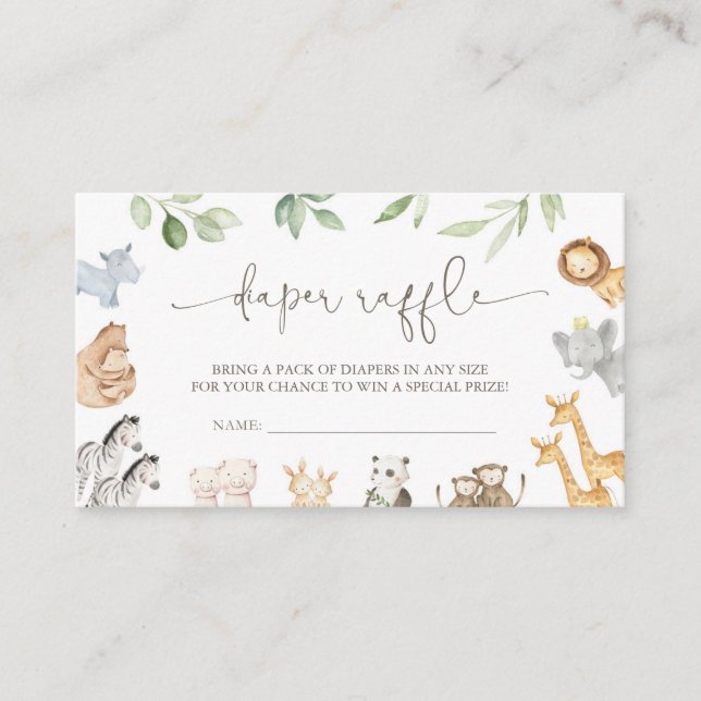 Noahs Ark Diaper Raffle Card Tilläggskort (Framsida)