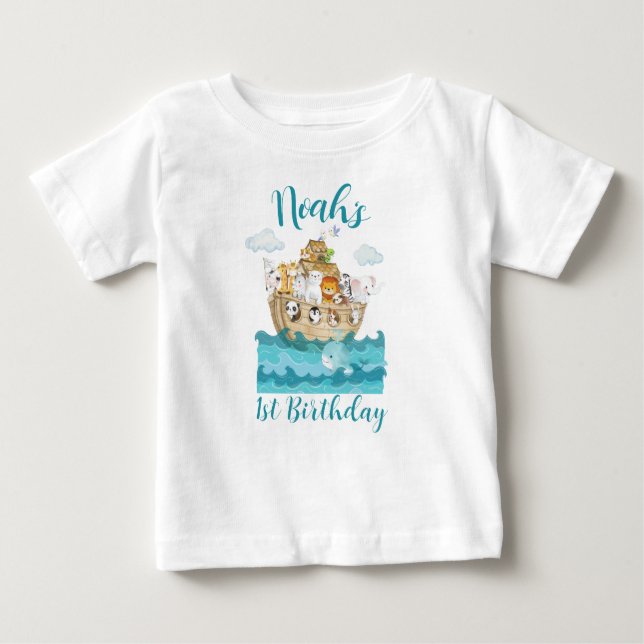 Noah's ark födelsedag Namn shirt T (Framsida)