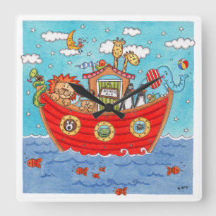 Noahs Ark Fyrkantig Klocka