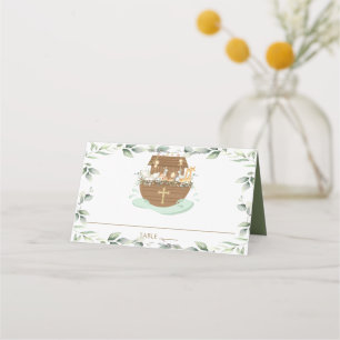 Noahs Ark Greenery Animals Baptism Christening Placeringskort