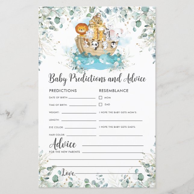 Noahs Ark Greenery Baby Predictions & Advice (Framsida)