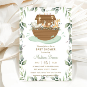 Noahs Ark Greenery Baby Shower Gender Neutral Inbjudningar