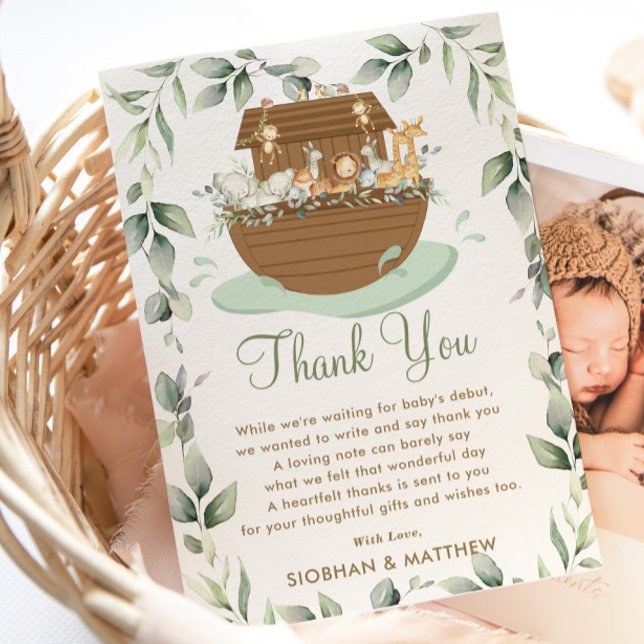Noahs Ark Greenery Baby Shower Gender Neutral Tack Kort (Skapare uppladdad)