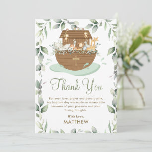 Noahs Ark Greenery Baptism Christening Neutralt Tack Kort