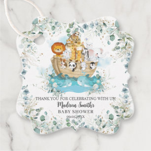 Noahs Ark Greenery Gender Neutral Baby Shower Gåvor Etiketter
