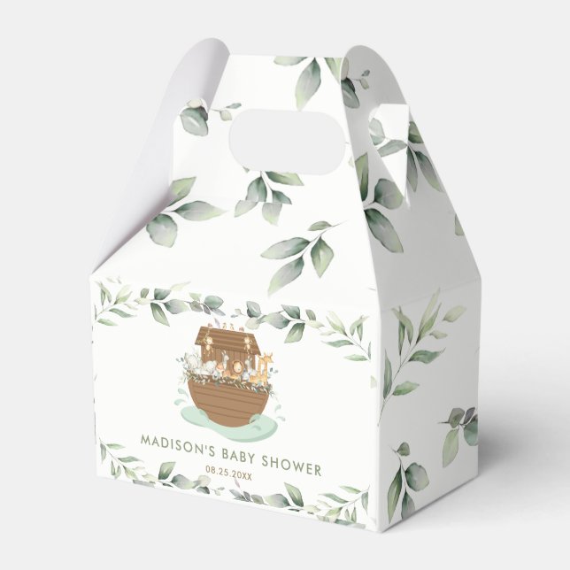 Noahs Ark Greenery Gender Neutral Baby Shower Presentaskar (Framsidan Sidan)