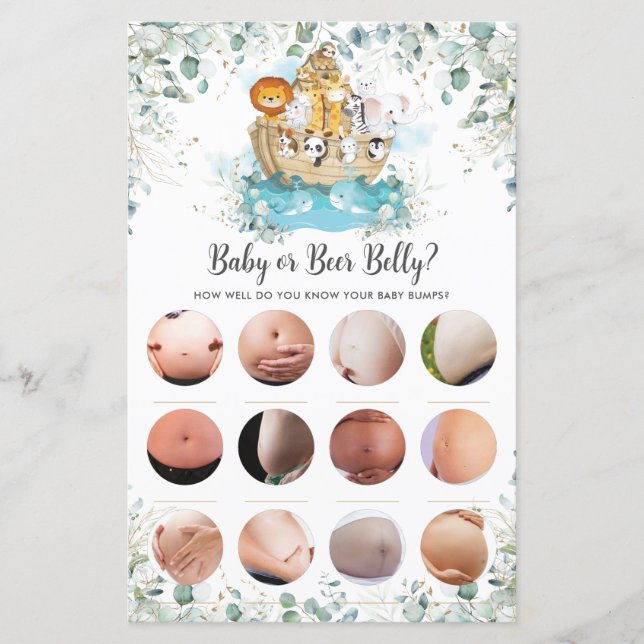 Noahs Ark Greenery Shower Baby eller Beer Belly Ga (Framsida)