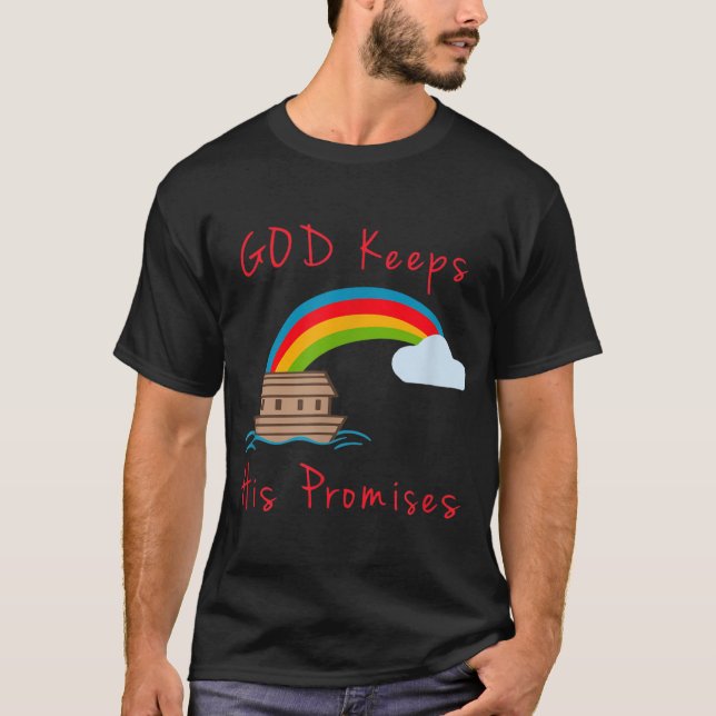 Noahs Ark Gud Behållor hans löften om Cute Religiö T Shirt (Framsida)