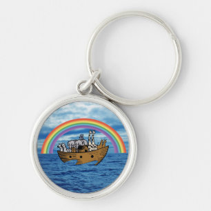 Noahs Ark - Guds regnbågskonvention Rund Silverfärgad Nyckelring