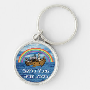 Noahs Ark - Guds regnbågskonvention Rund Silverfärgad Nyckelring