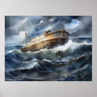 Noahs Ark i Stormy Sea Poster