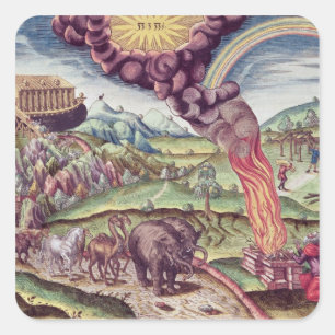 Noahs ark, illustration från 'Brevis Narratio Fyrkantigt Klistermärke