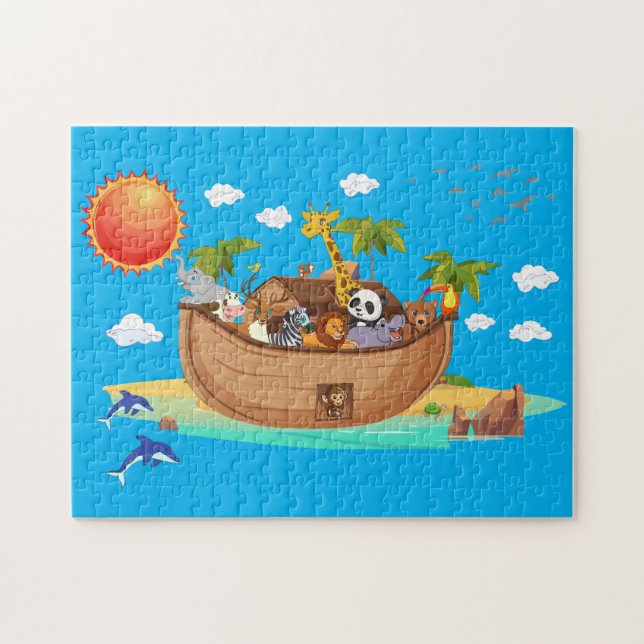 Noah's ark jigsaw puzzle pussel (Horisontell)
