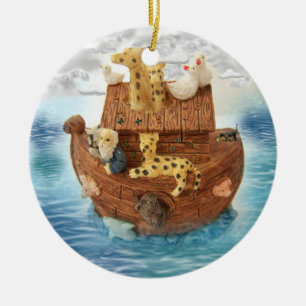 Noahs ark julgransprydnad keramik