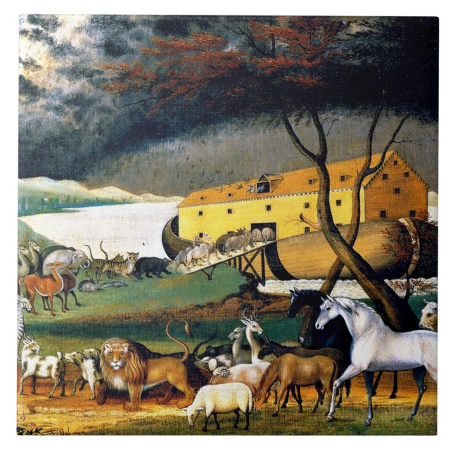 Noahs Ark, målning av Edward Hicks Kakelplatta (Framsidan)