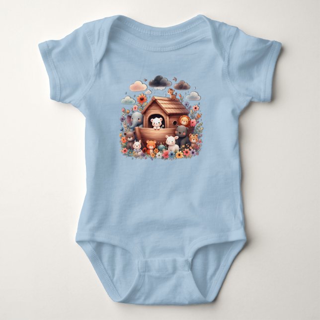 Noahs Ark med Baby djur T Shirt (Framsida)