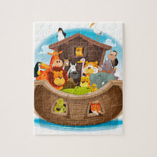 Noahs ark med djungeldjur pussel