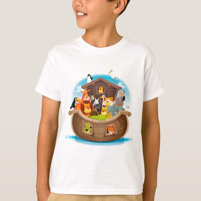 Noahs ark med djungeldjur t shirt (Framsida)