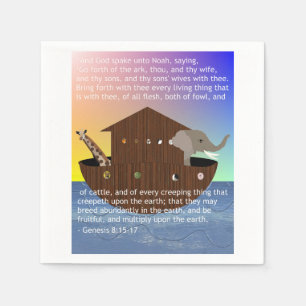 Noahs ark med scripture från uppkomst pappersservett