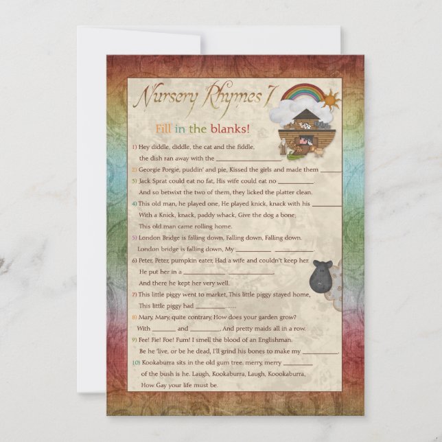 Noahs Ark Nursery Rhyme Baby Shower Games (Framsida)