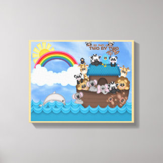 Noahs Ark of Animals two Bible Underbar Flood Canvastryck