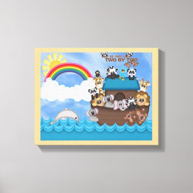 Noahs Ark of Animals two Bible Underbar Flood Canvastryck (Framsida)