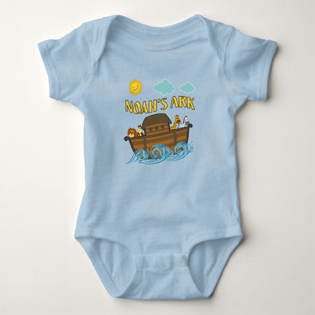 Noahs Ark One Biet Sleeper Button Grund T Shirt (Framsida)
