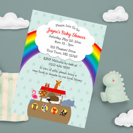 Noahs Ark Rainbow Baby Shower Inbjudningar