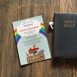 Noahs Ark Rainbow Baptism Dedication Christening Inbjudningar