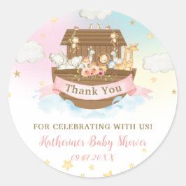 Noahs Ark Rainbow Birthday Baby Shower Tack Runt Klistermärke