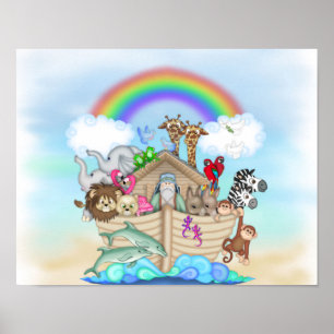 NOAHS ARK Rainbow NURSERY DEKORATION MURAL Poster