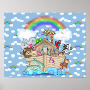 NOAHS ARK Rainbow NURSERY DEKORATION Poster