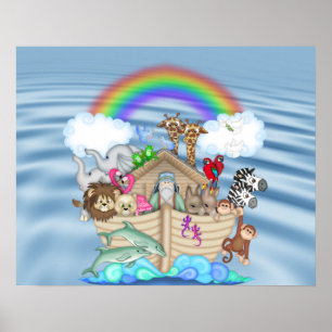 NOAHS ARK Rainbow NURSERY DEKORATION Poster