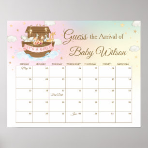 Noahs Ark Rainbow Rosa gissar Baby förfallodatum s Poster