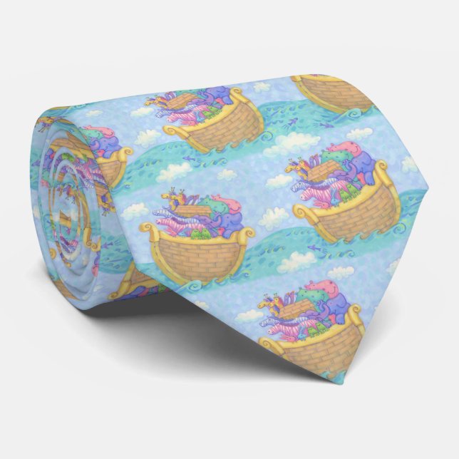 Noahs Ark Religiösa Novelty Blue Mönster Slips (Rullad)