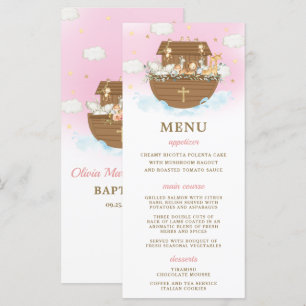 Noahs Ark Rosa Baptism Birthday Baby Shower Menu Program